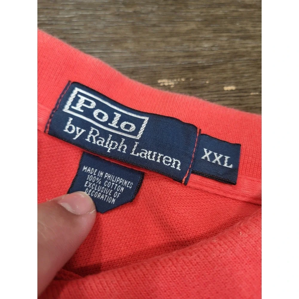 VINTAGE Y2K Ralph Lauren Coral Polo Shirt Adult XXL SOFT Short Sleeve Mens